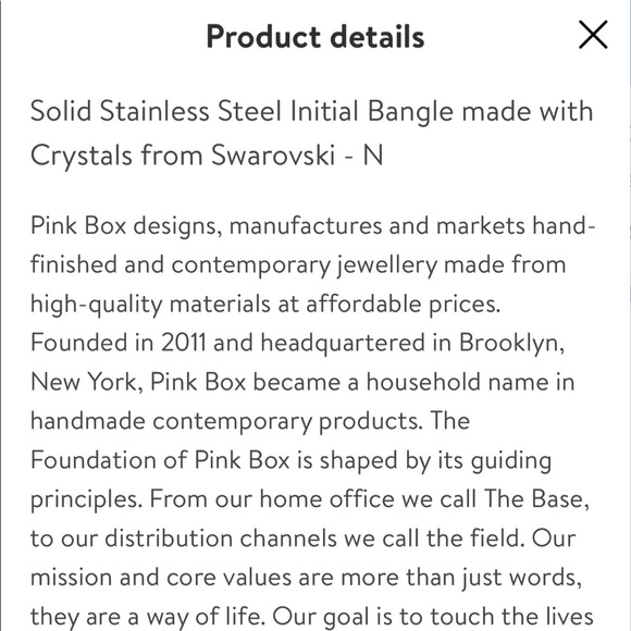 Pink Box Initial N Bangle with Genuine Swarovski Crystal - Picture 2 of 3